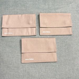 BNWT 3 PIECES  LARGE LUISA JEWELRY POUCHES IN OATMEAL CANVAS WITH MAGNETIC SNAPS